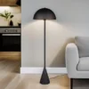 Kleine LED Stehleuchte in Pilzform aus Metall Schwarz, Höhe 130cm