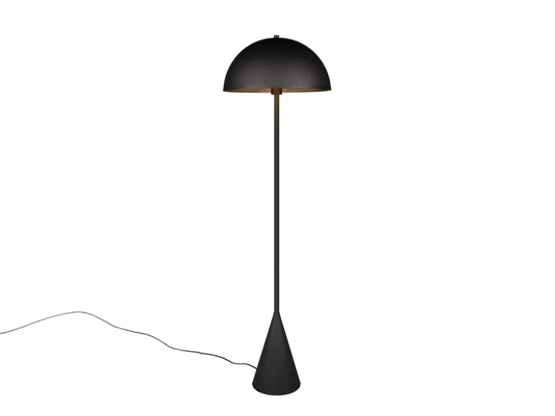 Kleine LED Stehleuchte in Pilzform aus Metall Schwarz, Höhe 130cm