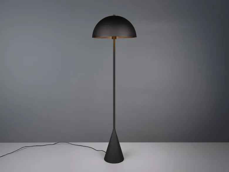 Kleine LED Stehleuchte in Pilzform aus Metall Schwarz, Höhe 130cm