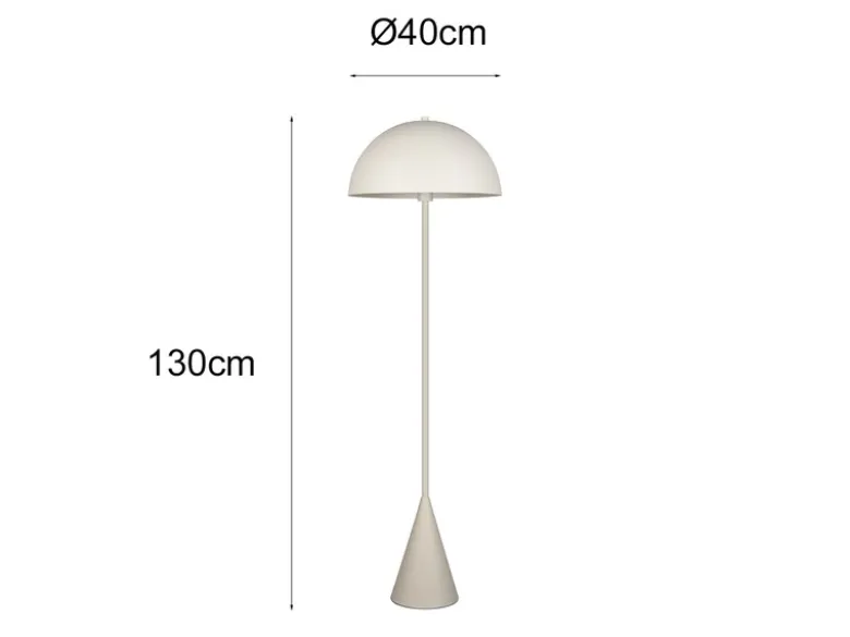 Kleine LED Stehleuchte in Pilzform aus Metall Hellgrau, Höhe 130cm