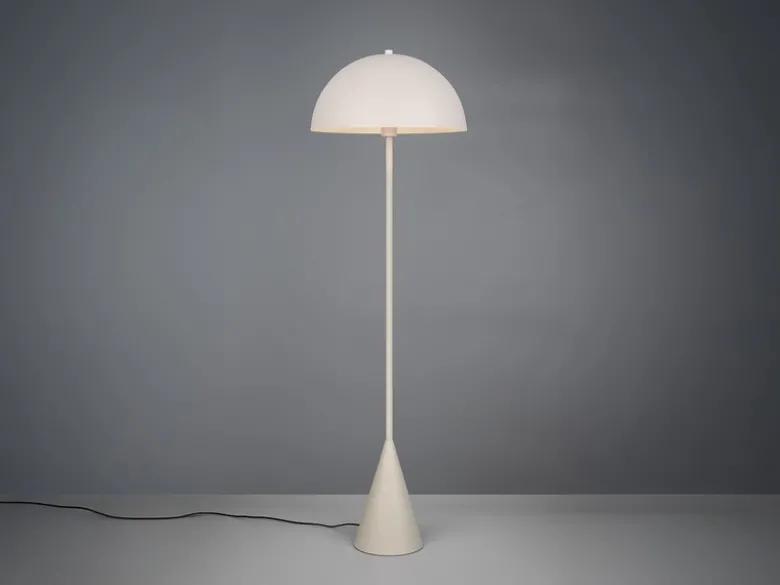 Kleine LED Stehleuchte in Pilzform aus Metall Hellgrau, Höhe 130cm
