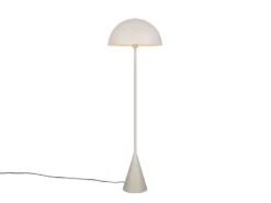 Kleine LED Stehleuchte in Pilzform aus Metall Hellgrau, Höhe 130cm