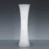 Kleine LED Stehleuchte Lichtsäule aus Stoff in Weiß Zylinder, Höhe 123cm