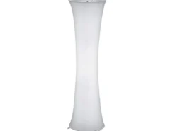 Kleine LED Stehleuchte Lichtsäule aus Stoff in Weiß Zylinder, Höhe 123cm
