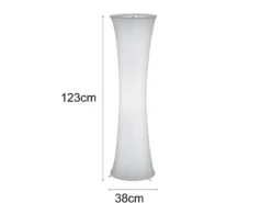 Kleine LED Stehleuchte Lichtsäule aus Stoff in Weiß Zylinder, Höhe 123cm