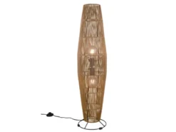 Kleine LED Stehleuchte mit Papier Lampenschirm im Boho Stil, Höhe 103cm