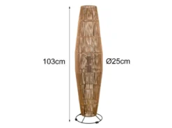 Kleine LED Stehleuchte mit Papier Lampenschirm im Boho Stil, Höhe 103cm