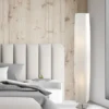 Kleine LED Stehleuchte mit Plissee Stoffschirm Weiß eckig, Höhe 119cm