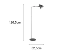 Kleine LED Stehleuchte mit Schwenkarm aus Metall Anthrazit, Höhe 126,5cm