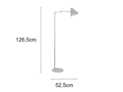 Kleine LED Stehleuchte mit Schwenkarm aus Metall Hellgrau, Höhe 126,5cm