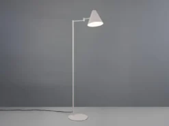 Kleine LED Stehleuchte mit Schwenkarm aus Metall Hellgrau, Höhe 126,5cm