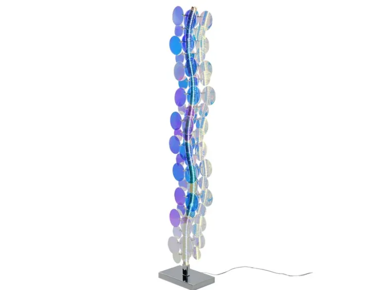 Kleine LED Stehleuchte PULSE aus irisierendem Kunststoff, Höhe 119cm