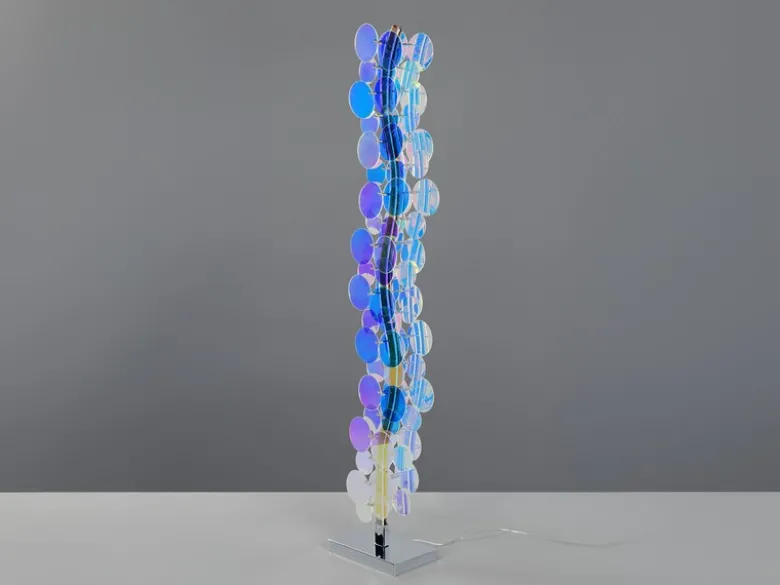Kleine LED Stehleuchte PULSE aus irisierendem Kunststoff, Höhe 119cm