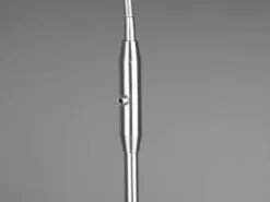 Kleine LED Stehleuchte Silber mit Flexarm und Stoffschirm Weiß, Höhe 130cm
