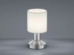 Kleine LED Tischlampe mit Touchfunktion & Stoffschirm Weiß, Höhe 18cm