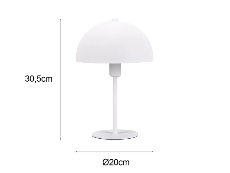 Kleine LED Tischleuchte aus Metall Weiß in Pilzform, Höhe 30cm