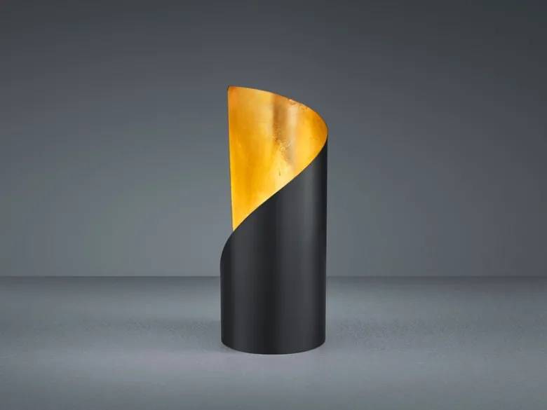 Kleine LED Tischleuchte 1 flammig Metall Schwarz matt / Gold, Höhe 24cm