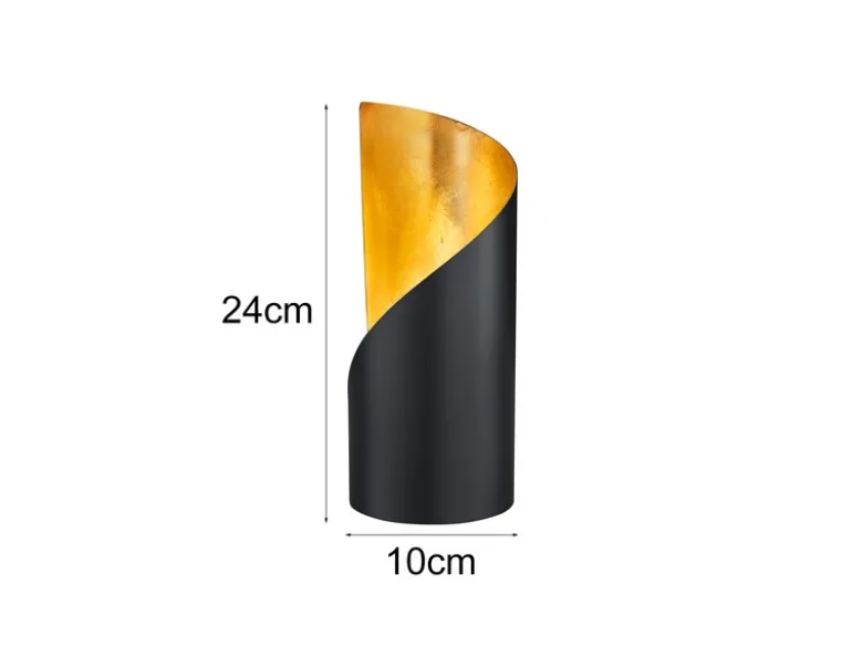 Kleine LED Tischleuchte 1 flammig Metall Schwarz matt / Gold, Höhe 24cm