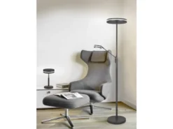 Kleine LED Tischleuchte FRANKLIN rund, Anthrazit, Höhe 25cm