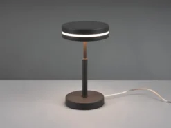 Kleine LED Tischleuchte FRANKLIN rund, Anthrazit, Höhe 25cm
