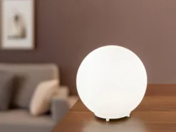 Kleine LED Tischleuchte Glaskugel Lampenschirm Opalweiß, Ø 20cm