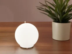 Kleine LED Tischleuchte Glaskugel Lampenschirm Opalweiß, Ø 15cm