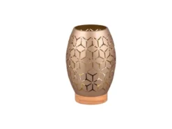 Kleine LED Tischleuchte in Coffee mit ausgefallenem Stanzmuster, H: 21cm