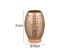 Kleine LED Tischleuchte in Coffee mit ausgefallenem Stanzmuster, H: 21cm