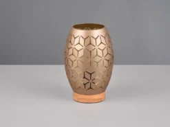 Kleine LED Tischleuchte in Coffee mit ausgefallenem Stanzmuster, H: 21cm