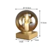 Kleine LED Tischleuchte Messing Sockel - Glaskugel Amber, Höhe 17,5cm