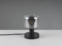 Kleine LED Tischleuchte mit Glasschirm Chrom bedampft, Höhe 18cm