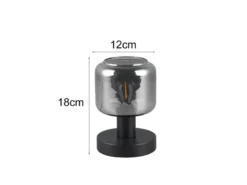 Kleine LED Tischleuchte mit Glasschirm Chrom bedampft, Höhe 18cm