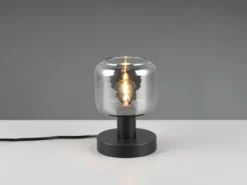 Kleine LED Tischleuchte mit Glasschirm Chrom bedampft, Höhe 18cm