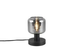 Kleine LED Tischleuchte mit Glasschirm Chrom bedampft, Höhe 18cm