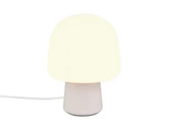 Kleine LED Tischleuchte mit Glasschirm & Metallfuß Hellgrau, Höhe 27cm