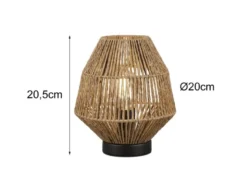 Kleine LED Tischleuchte mit Papier Lampenschirm im Boho Stil, Höhe 20cm