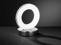 Kleine LED Tischleuchte OLE Silber Chrom, Höhe 17cm