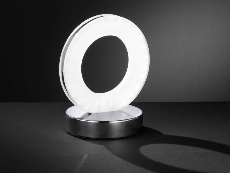 Kleine LED Tischleuchte OLE Silber Chrom, Höhe 17cm