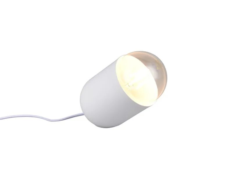 Kleine LED Tischleuchte oval aus Metall in Weiß, Höhe 13,5cm