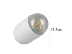 Kleine LED Tischleuchte oval aus Metall in Weiß, Höhe 13,5cm