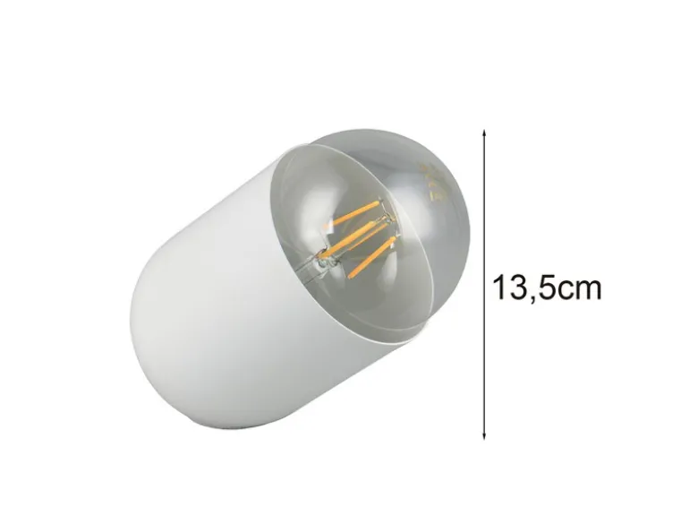 Kleine LED Tischleuchte oval aus Metall in Weiß, Höhe 13,5cm