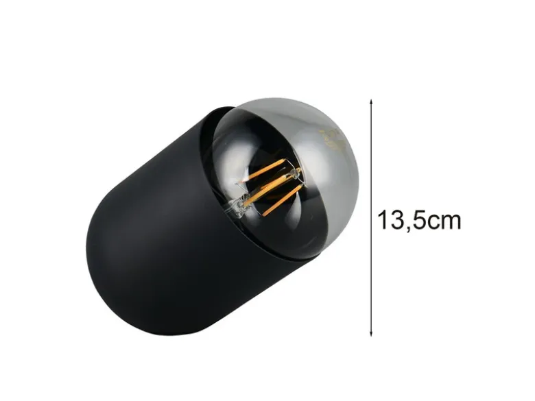 Kleine LED Tischleuchte oval aus Metall in Schwarz, Höhe 13,5cm