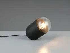 Kleine LED Tischleuchte oval aus Metall in Schwarz, Höhe 13,5cm