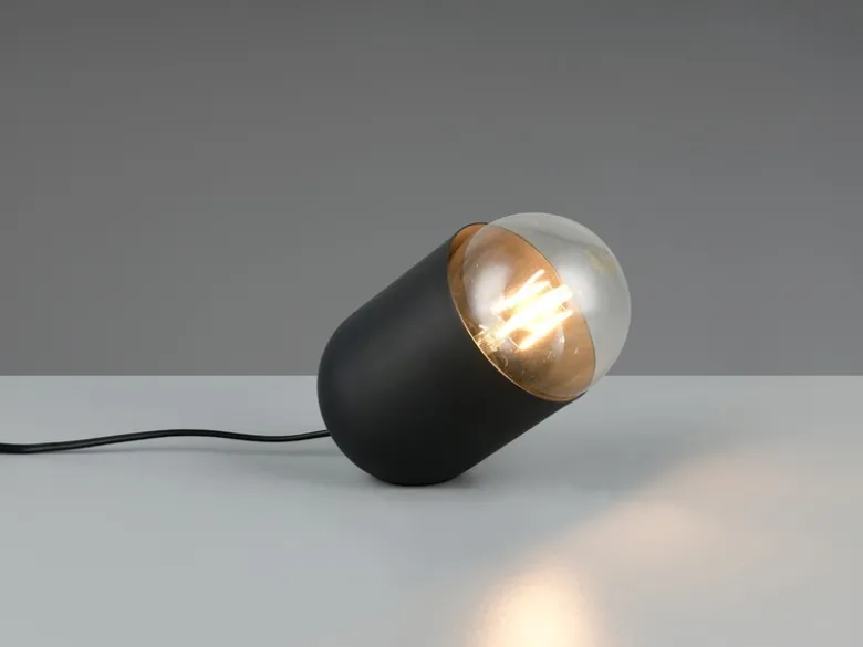Kleine LED Tischleuchte oval aus Metall in Schwarz, Höhe 13,5cm