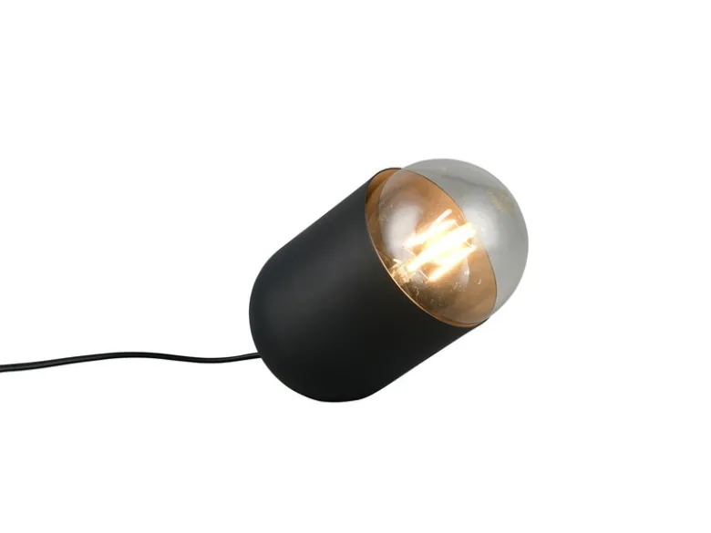 Kleine LED Tischleuchte oval aus Metall in Schwarz, Höhe 13,5cm