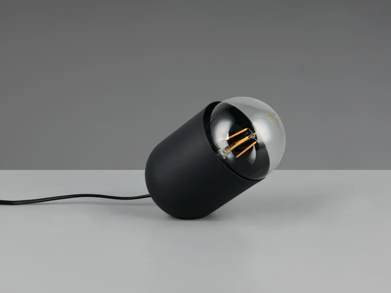 Kleine LED Tischleuchte oval aus Metall in Schwarz, Höhe 13,5cm
