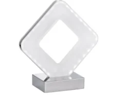 Kleine LED Tischleuchte PORI Silber Chrom, Höhe 20,5cm