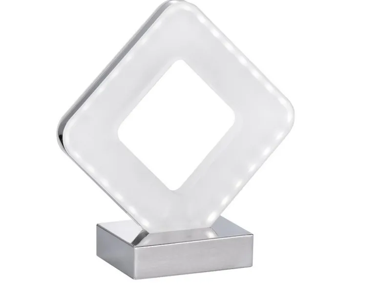 Kleine LED Tischleuchte PORI Silber Chrom, Höhe 20,5cm