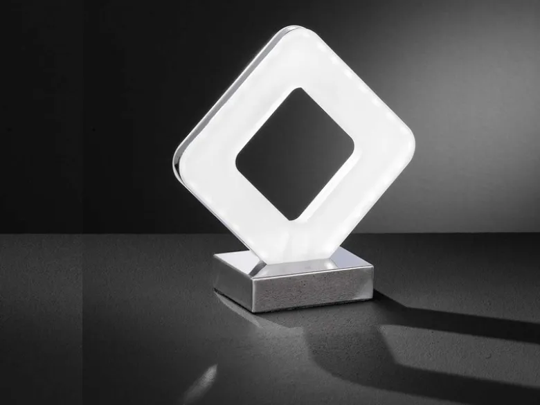 Kleine LED Tischleuchte PORI Silber Chrom, Höhe 20,5cm