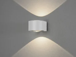 Kleine LED Up and Down Außenwandleuchte GELA in Weiß, Höhe 6,5cm